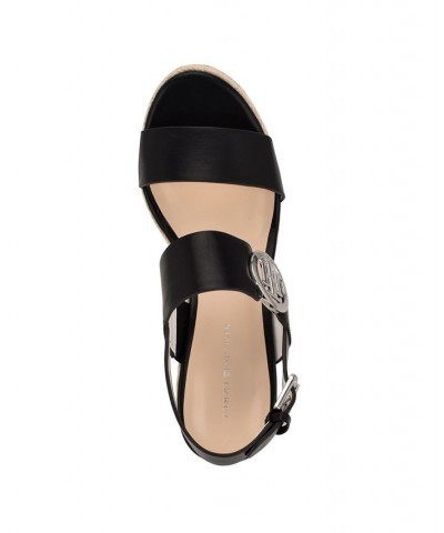 Women's Kahdy Logo Wedge Sandals Black $38.27 Shoes