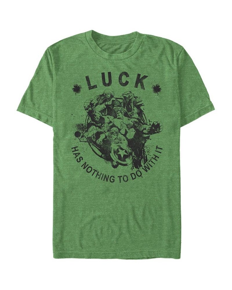 Men's Avengers No Luck Short Sleeve Crew T-shirt Green $19.59 T-Shirts