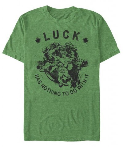 Men's Avengers No Luck Short Sleeve Crew T-shirt Green $19.59 T-Shirts