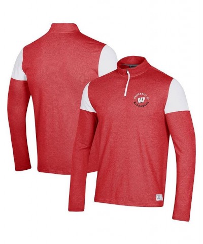 Men's Red Wisconsin Badgers Gameday Tri-Blend Quarter-Zip Jacket $34.40 Jackets