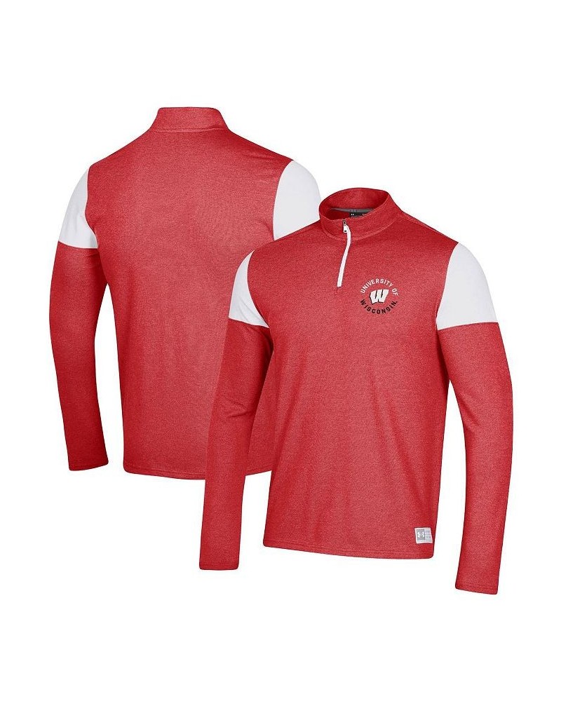 Men's Red Wisconsin Badgers Gameday Tri-Blend Quarter-Zip Jacket $34.40 Jackets