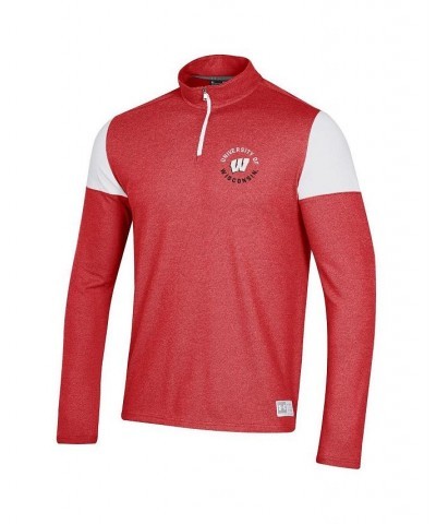 Men's Red Wisconsin Badgers Gameday Tri-Blend Quarter-Zip Jacket $34.40 Jackets