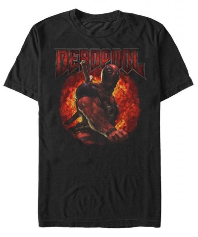 Marvel Men's Deadpool Muscles and Flames, Short Sleeve T-Shirt Black $15.75 T-Shirts