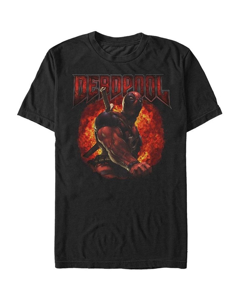 Marvel Men's Deadpool Muscles and Flames, Short Sleeve T-Shirt Black $15.75 T-Shirts