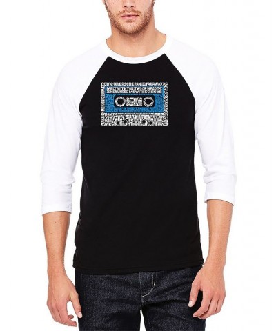 Men's Raglan Baseball 3/4 Sleeve 80's One Hit Wonders Word Art T-shirt Black, White $21.15 T-Shirts