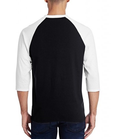 Men's Raglan Baseball 3/4 Sleeve 80's One Hit Wonders Word Art T-shirt Black, White $21.15 T-Shirts