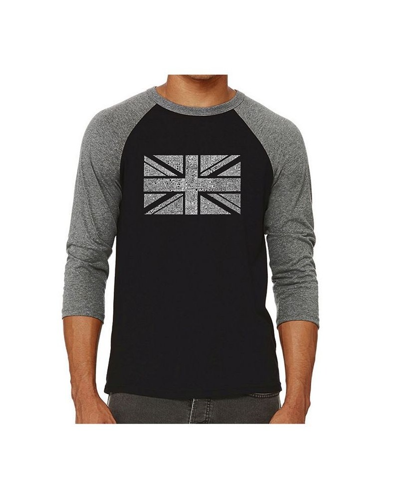 Union Jack Men's Raglan Word Art T-shirt Gray $18.90 T-Shirts