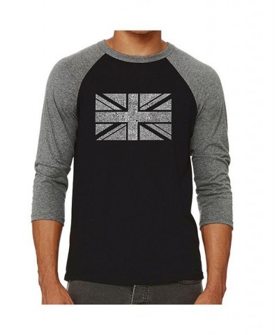 Union Jack Men's Raglan Word Art T-shirt Gray $18.90 T-Shirts