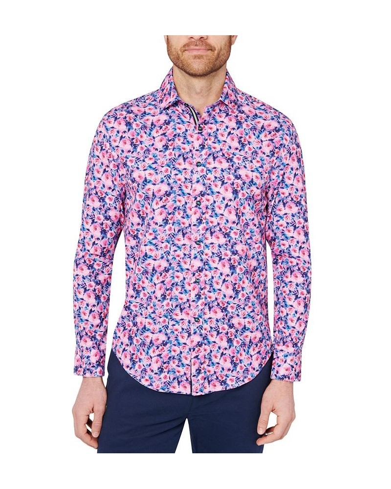 Men's Slim-Fit Pink Floral Performance Shirt Pink $20.90 Shirts