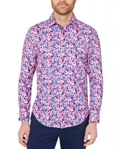 Men's Slim-Fit Pink Floral Performance Shirt Pink $20.90 Shirts