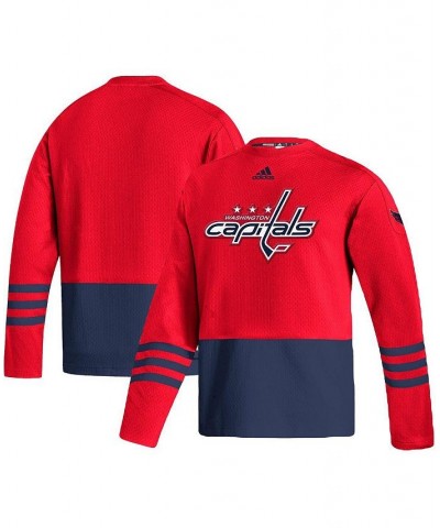 Men's Red Washington Capitals Logo AEROREADY Pullover Sweater $51.52 Sweaters