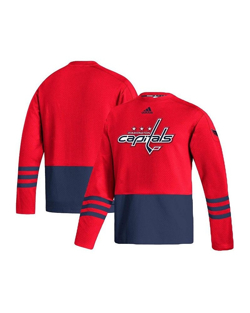 Men's Red Washington Capitals Logo AEROREADY Pullover Sweater $51.52 Sweaters