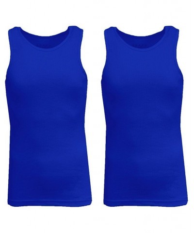 Men's Famous Heavyweight Ribbed Tank Top, Pack of 2 Royal-Royal $17.67 T-Shirts