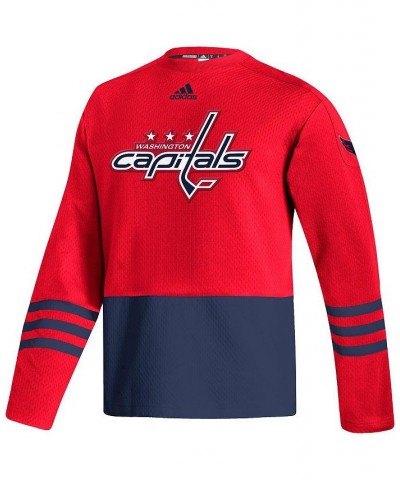 Men's Red Washington Capitals Logo AEROREADY Pullover Sweater $51.52 Sweaters