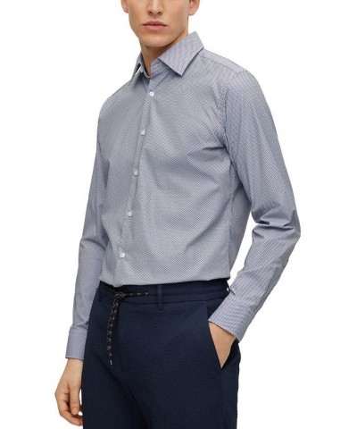 BOSS Men's Regular-Fit Micro-Structured Performance-Stretch Fabric Shirt Blue $78.96 Shirts