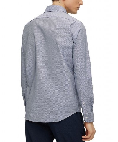 BOSS Men's Regular-Fit Micro-Structured Performance-Stretch Fabric Shirt Blue $78.96 Shirts