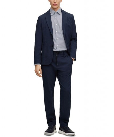 BOSS Men's Regular-Fit Micro-Structured Performance-Stretch Fabric Shirt Blue $78.96 Shirts