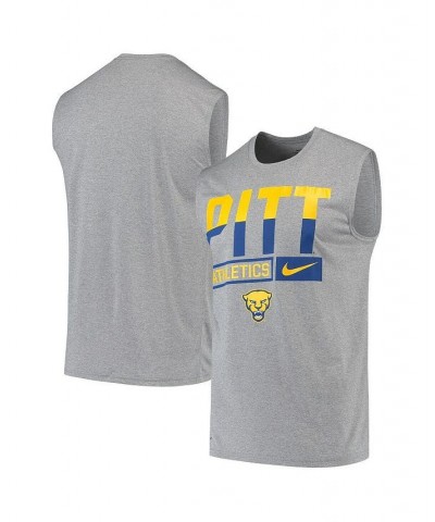 Men's Heathered Gray Pitt Panthers Wordmark Drop Legend Performance Tank Top $25.99 T-Shirts