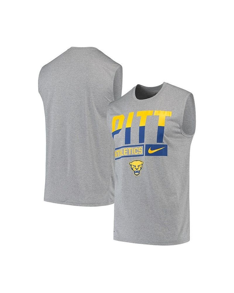 Men's Heathered Gray Pitt Panthers Wordmark Drop Legend Performance Tank Top $25.99 T-Shirts