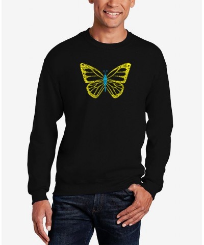 Men's Butterfly Word Art Crew Neck Sweatshirt Black $29.99 Sweatshirt