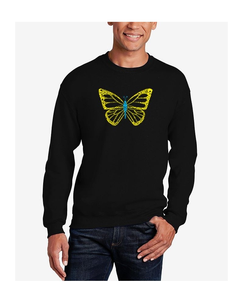 Men's Butterfly Word Art Crew Neck Sweatshirt Black $29.99 Sweatshirt