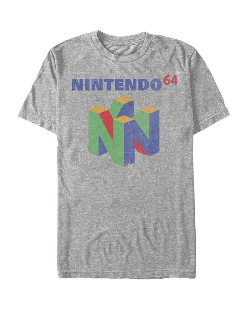 Nintendo Men's 64 Console Logo Short Sleeve T-Shirt Gray $16.10 T-Shirts