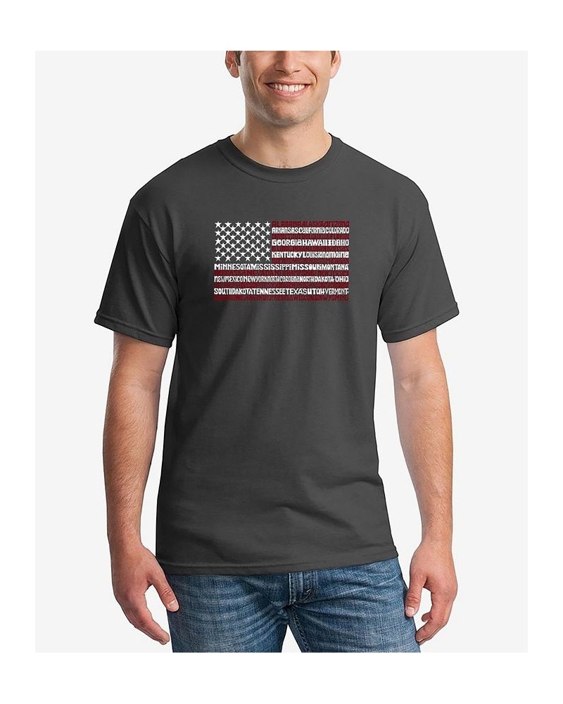 Men's 50 States USA Flag Word Art Short Sleeve T-shirt Gray $14.35 T-Shirts