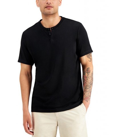 Men's Solid Henley Black $10.39 T-Shirts