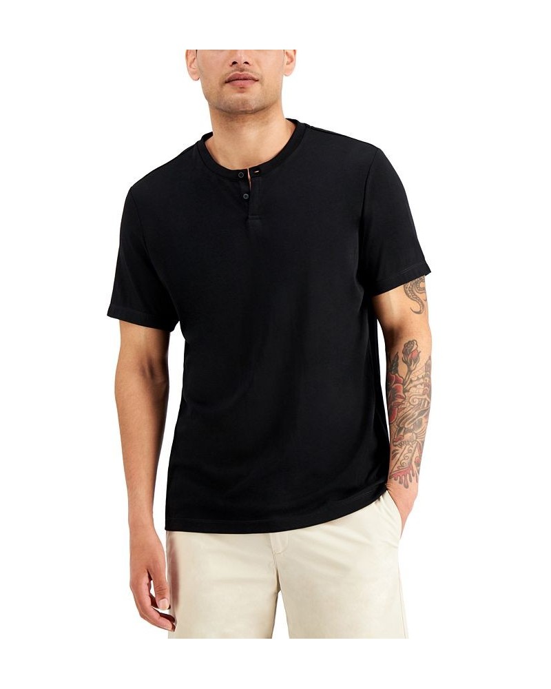 Men's Solid Henley Black $10.39 T-Shirts