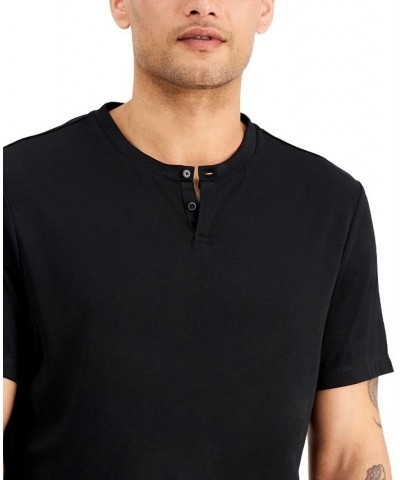 Men's Solid Henley Black $10.39 T-Shirts