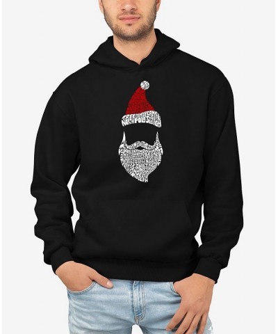 Men's Santa Claus Word Art Hooded Sweatshirt Black $24.00 Sweatshirt