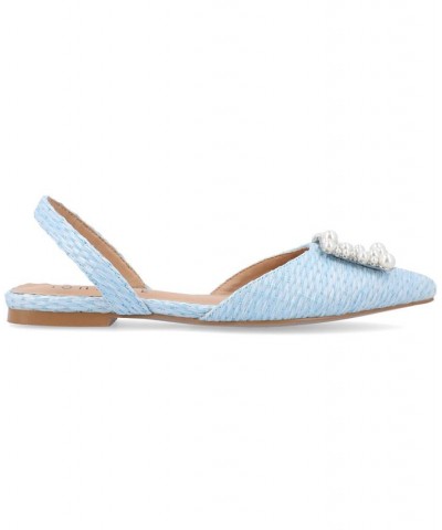 Women's Hannae Embellished Flats Blue $38.00 Shoes