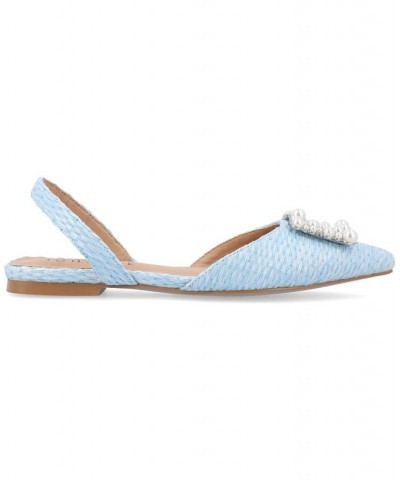 Women's Hannae Embellished Flats Blue $38.00 Shoes