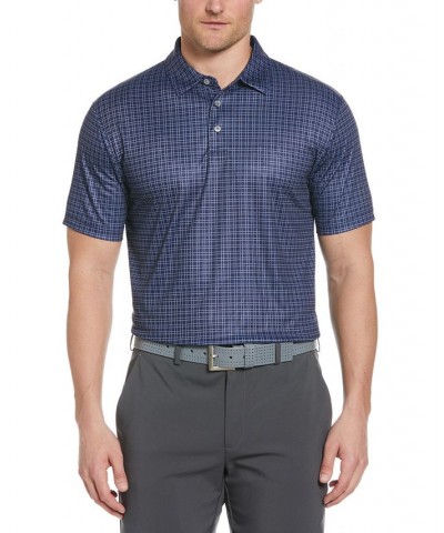 Men's Plaid Print Short-Sleeve Performance Polo Shirt Blue $15.66 Polo Shirts