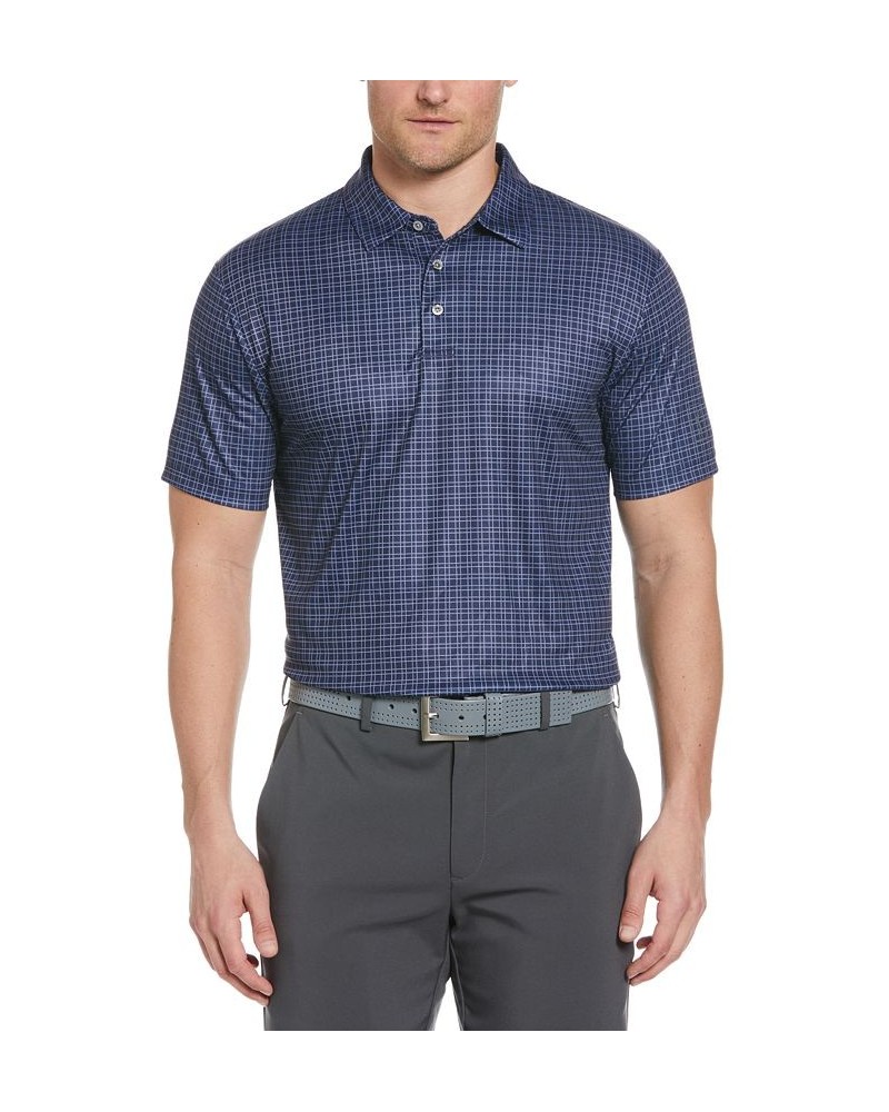 Men's Plaid Print Short-Sleeve Performance Polo Shirt Blue $15.66 Polo Shirts