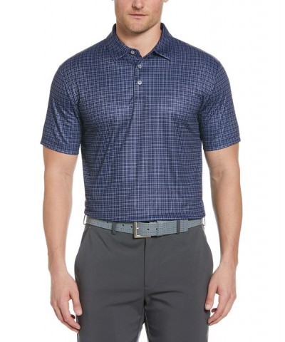 Men's Plaid Print Short-Sleeve Performance Polo Shirt Blue $15.66 Polo Shirts