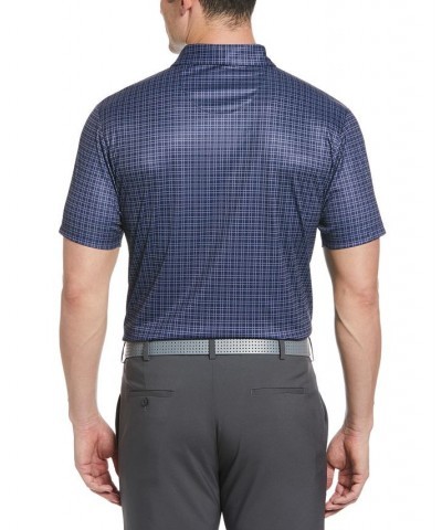 Men's Plaid Print Short-Sleeve Performance Polo Shirt Blue $15.66 Polo Shirts