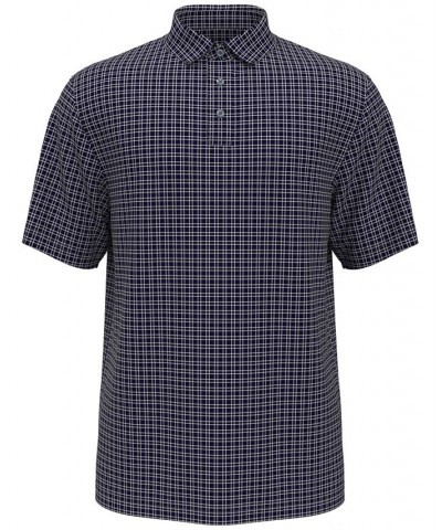 Men's Plaid Print Short-Sleeve Performance Polo Shirt Blue $15.66 Polo Shirts