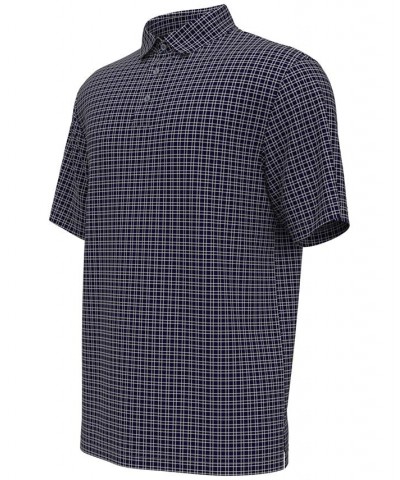 Men's Plaid Print Short-Sleeve Performance Polo Shirt Blue $15.66 Polo Shirts