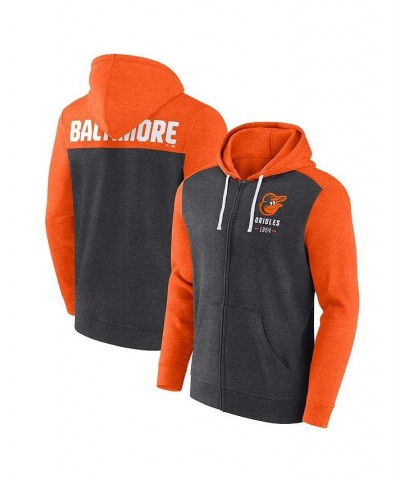 Men's Branded Heathered Charcoal, Heathered Orange Baltimore Orioles Blown Away Full-Zip Hoodie $36.80 Sweatshirt