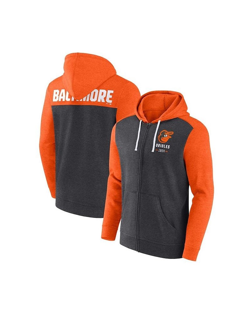 Men's Branded Heathered Charcoal, Heathered Orange Baltimore Orioles Blown Away Full-Zip Hoodie $36.80 Sweatshirt