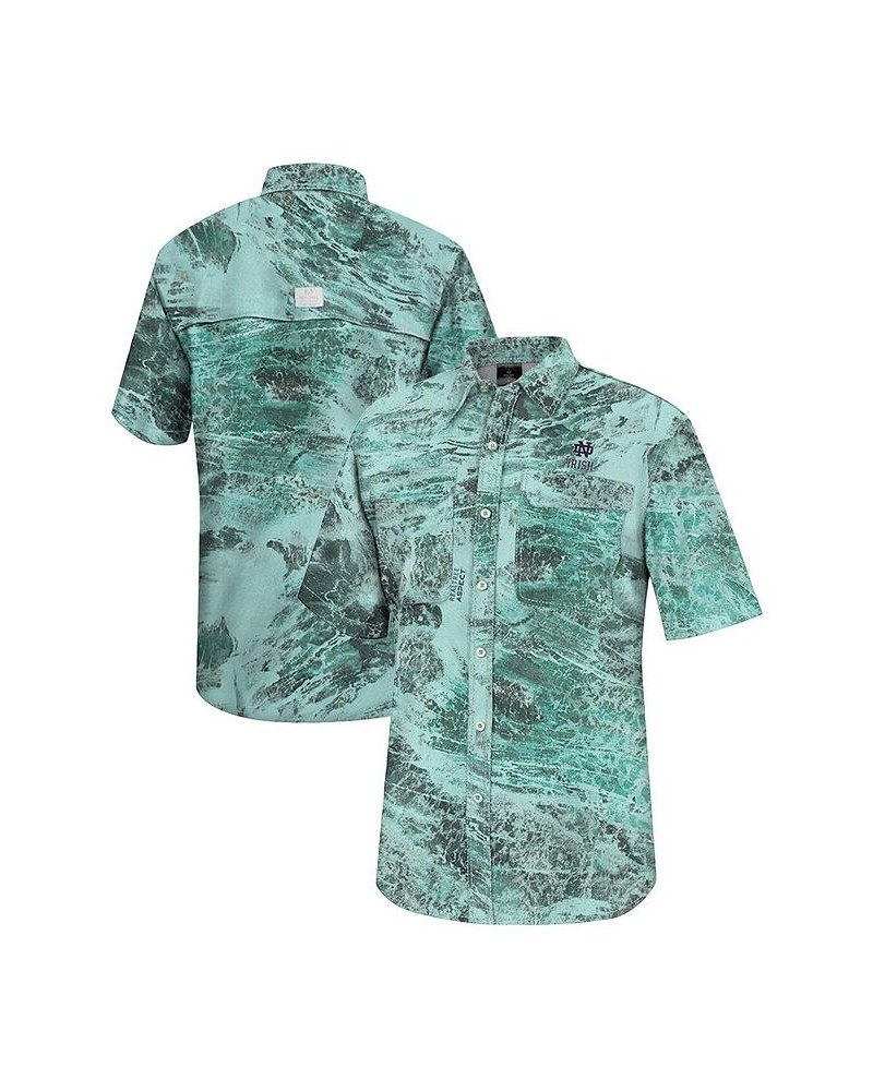 Men's Green Notre Dame Fighting Irish Realtree Aspect Charter Full-Button Fishing Shirt $32.25 Shirts