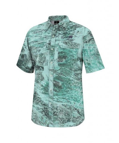 Men's Green Notre Dame Fighting Irish Realtree Aspect Charter Full-Button Fishing Shirt $32.25 Shirts