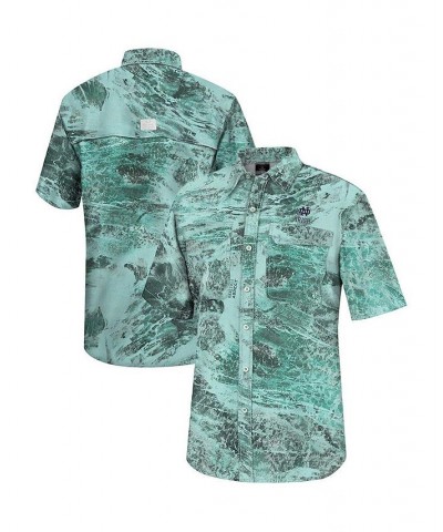 Men's Green Notre Dame Fighting Irish Realtree Aspect Charter Full-Button Fishing Shirt $32.25 Shirts