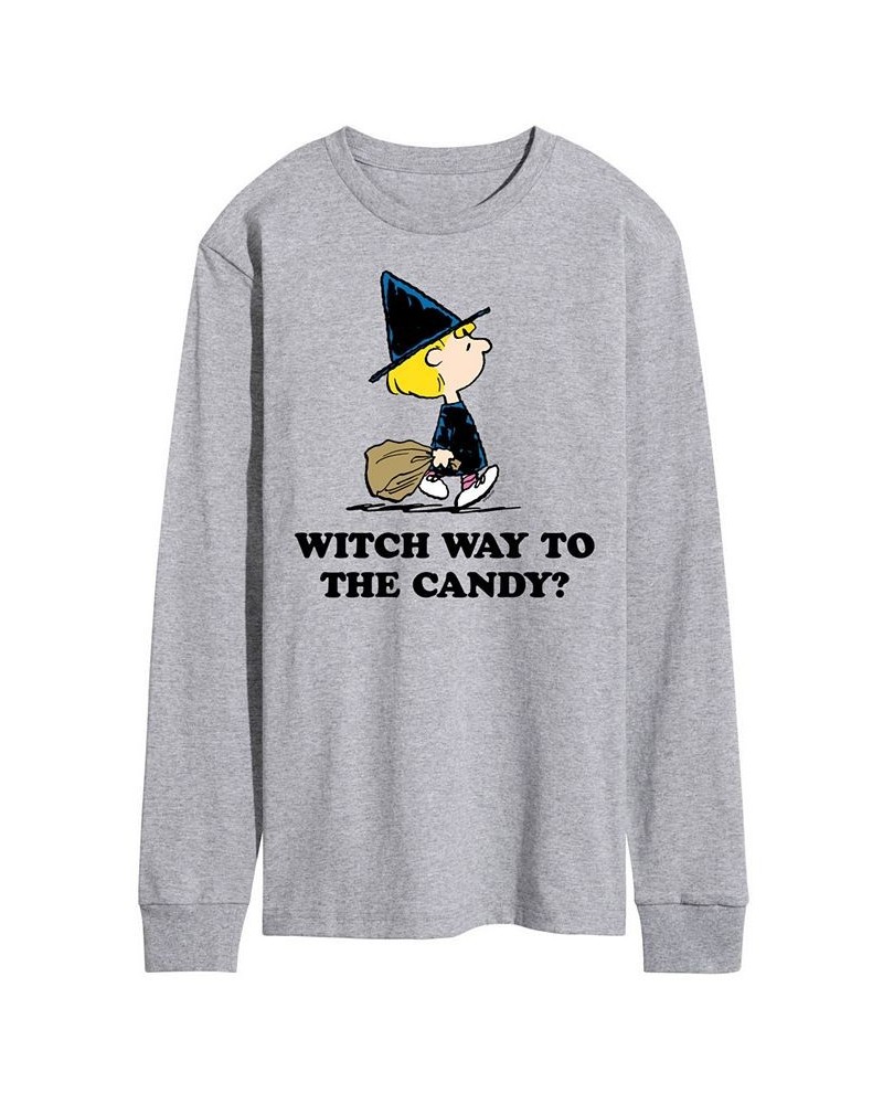 Men's Peanuts Witch Way to Candy T-shirt Gray $22.35 T-Shirts