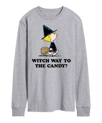 Men's Peanuts Witch Way to Candy T-shirt Gray $22.35 T-Shirts