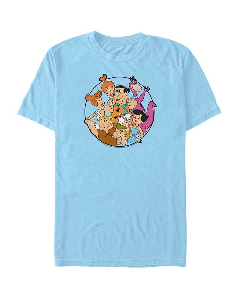 Men's The Flintstones Circle Flintstone Short Sleeve T-shirt Blue $16.10 T-Shirts