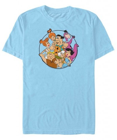 Men's The Flintstones Circle Flintstone Short Sleeve T-shirt Blue $16.10 T-Shirts