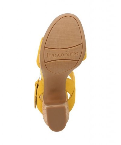 Scarlett Platform Dress Sandals Yellow $51.15 Shoes