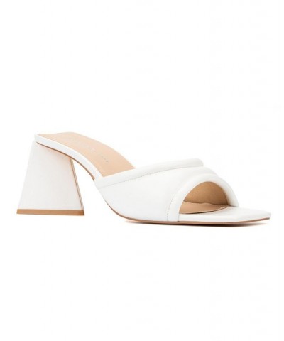 Women's Cammi Wide Width Heels Mule White $36.70 Shoes